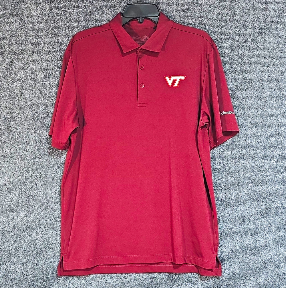 Columbia Golf VT Hokies Mens Lg Maroon Polo Virginia Tech